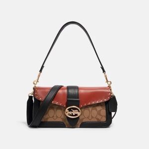 COACH Georgie Shoulder Bag In Colorblock Signature Canvas With Rivets 5605